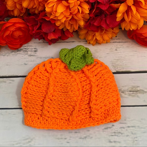 Infant Baby Fall Pumpkin Hat Photography Prop - Picture 3 of 10